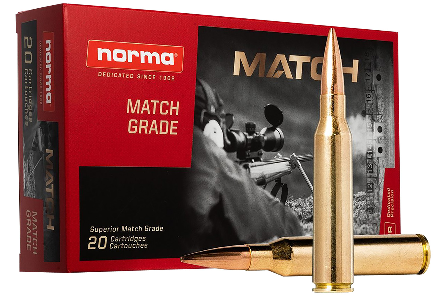(image for) Norma Ammunition 10185442 Dedicated Precision Golden Target Match 338 Lapua Mag 250 gr HPBT - 20 Rounds